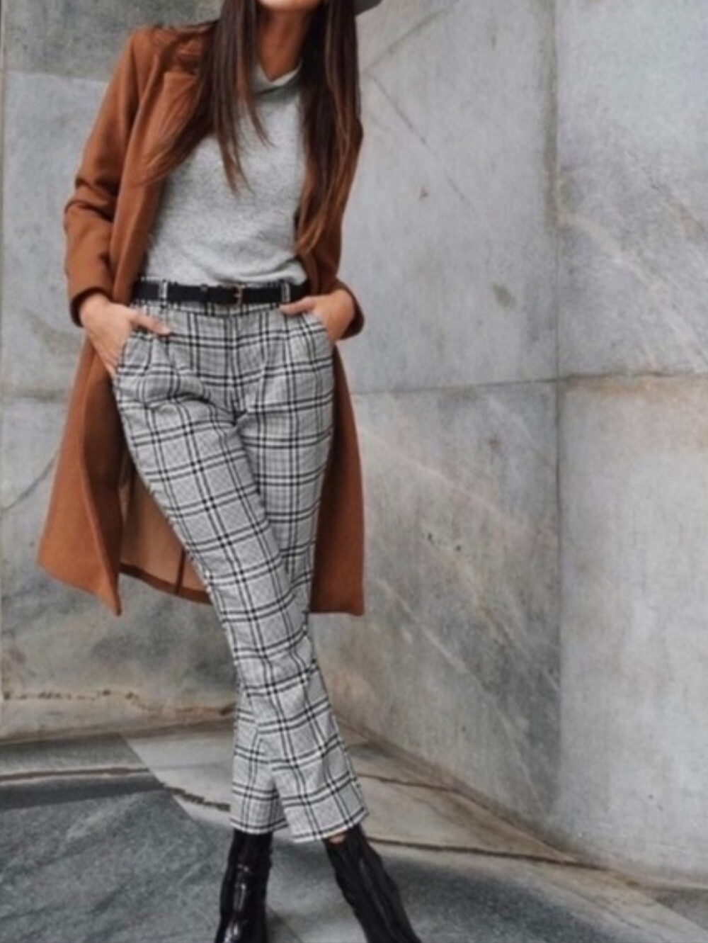 Abercrombie & Fitch Black & White Glen Plaid Ankle Pants Women's Size Small